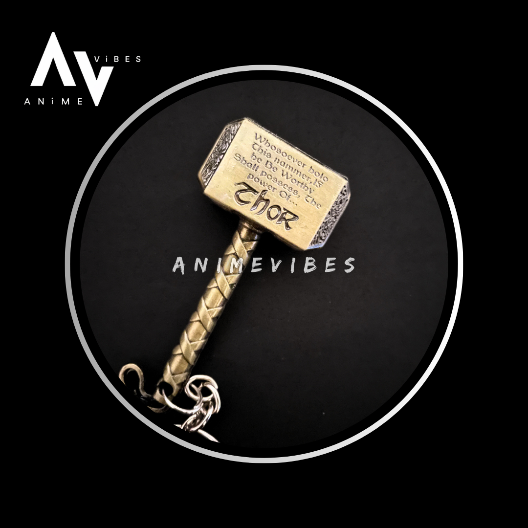 Thor Hammer Metal Keychain – Golden Mjölnir Edition