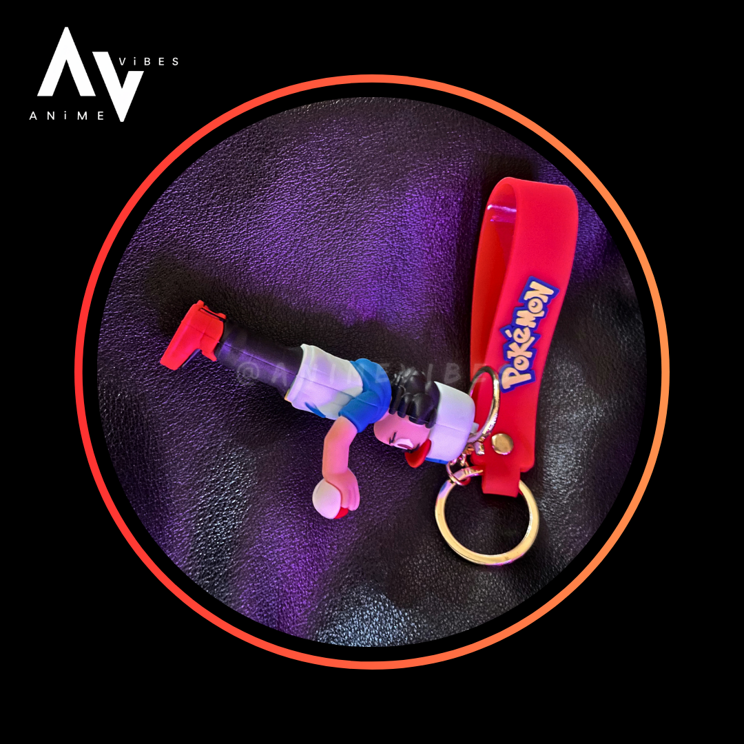 Ash with Pokeball rubber keychain