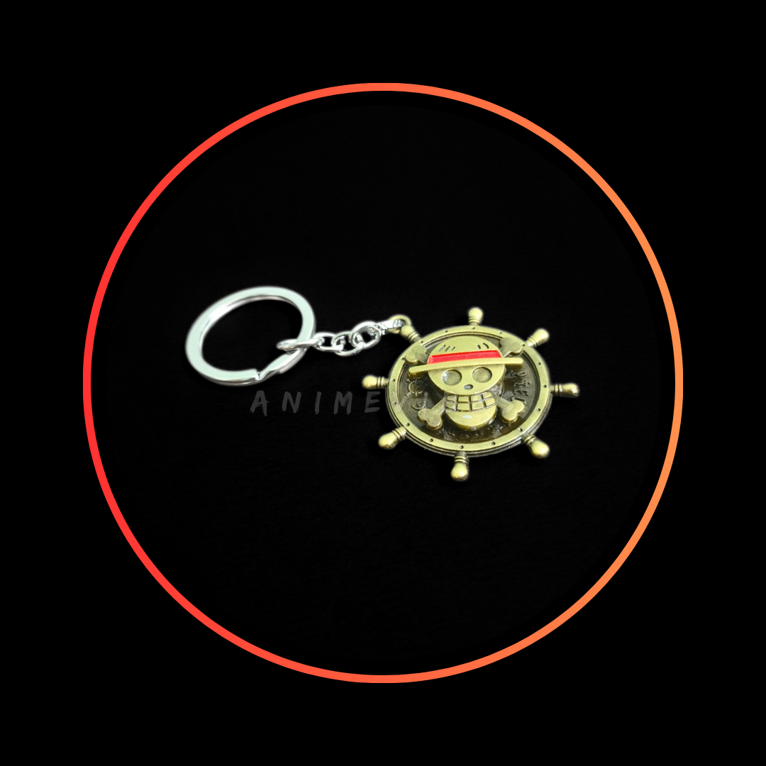 Luffy’s Pirate Emblem | Rotating Metal Keychain (Golden)