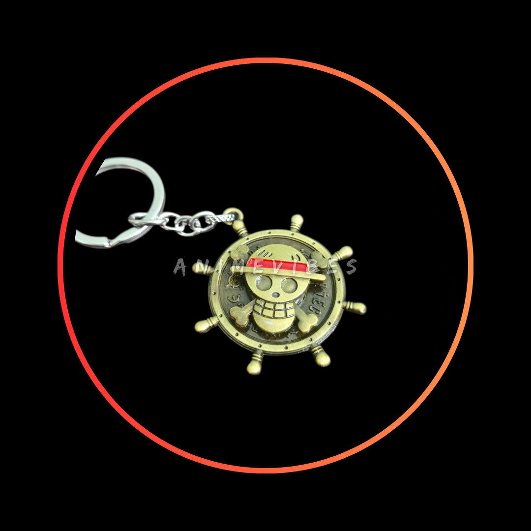 Luffy’s Pirate Emblem | Rotating Metal Keychain (Golden)
