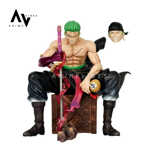 Roronoa Zoro Sitting on Stool Action Figure | 15 CM | The Swordsman at Rest ⚔️