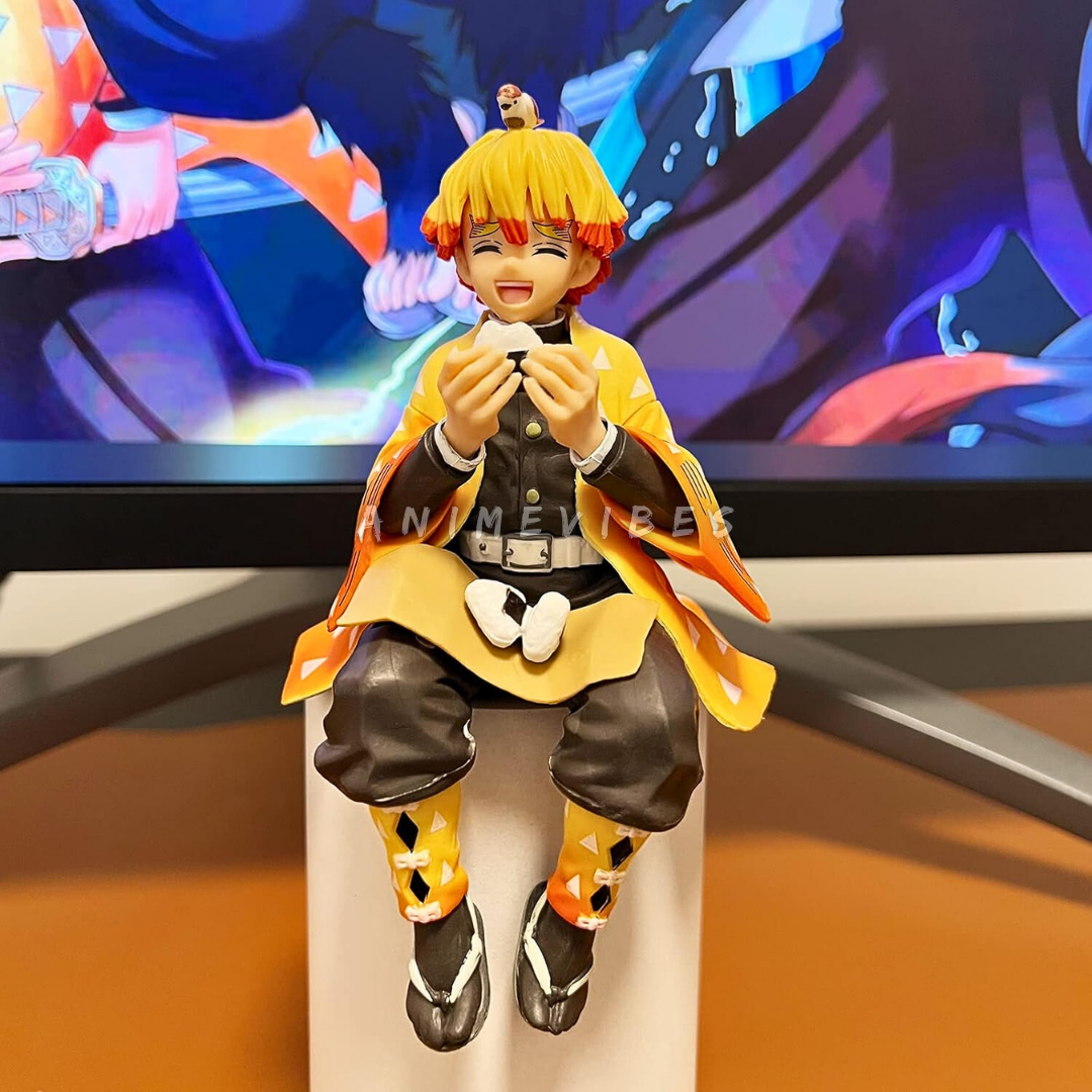 Zenitsu Eating Riceballs Action Figure | 15 cm | Lightning Meets Lunch β‘π