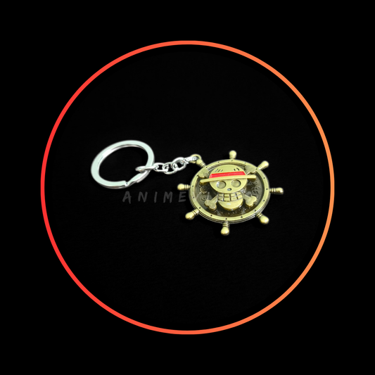 Luffy’s Pirate Emblem | Rotating Metal Keychain (Golden)