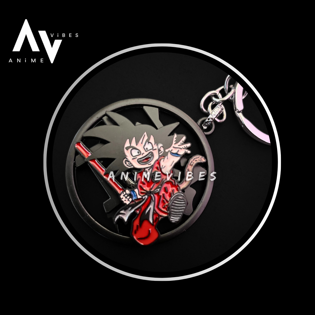Goku Holding Stick Rotating Keychain – The Power of a Legend