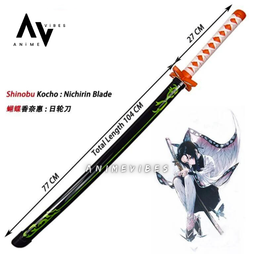Shinobu Kocho Nichirin Wooden Blade Katana for Cosplay | 105 Cms Grace of the Insect Hashira