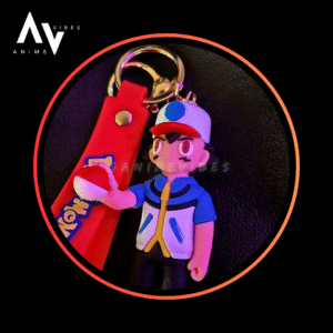 Ash with Pokeball rubber keychain